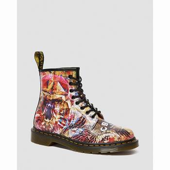 Dr Martens Férfi 1460 Cbgb Printed Bőr Lace Up Bakancs Színes